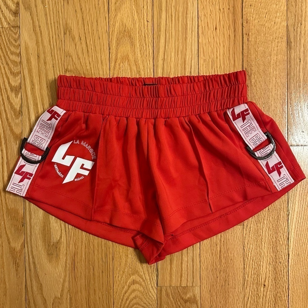 LF the Brand 80s style Red Buckle Track Short Shorts Women’s Size S/M - Picture 2 of 16